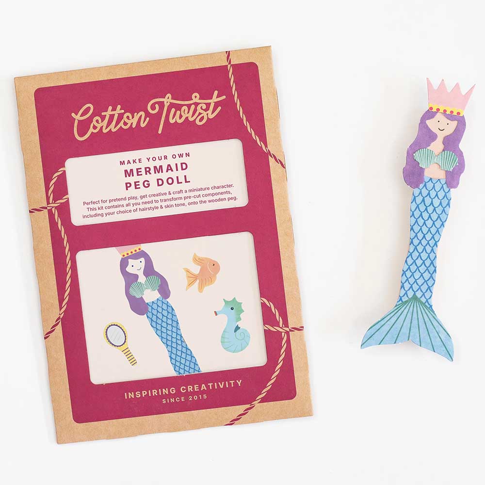 Make Your Own Mermaid Peg Doll | Complete Sustainable Craft Kit for Kids