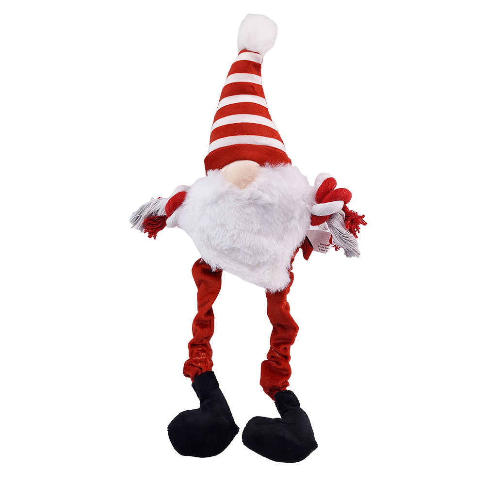 Santa Gonk Squeaky Rope Tugger Plush Christmas Dog Toy - 38cm