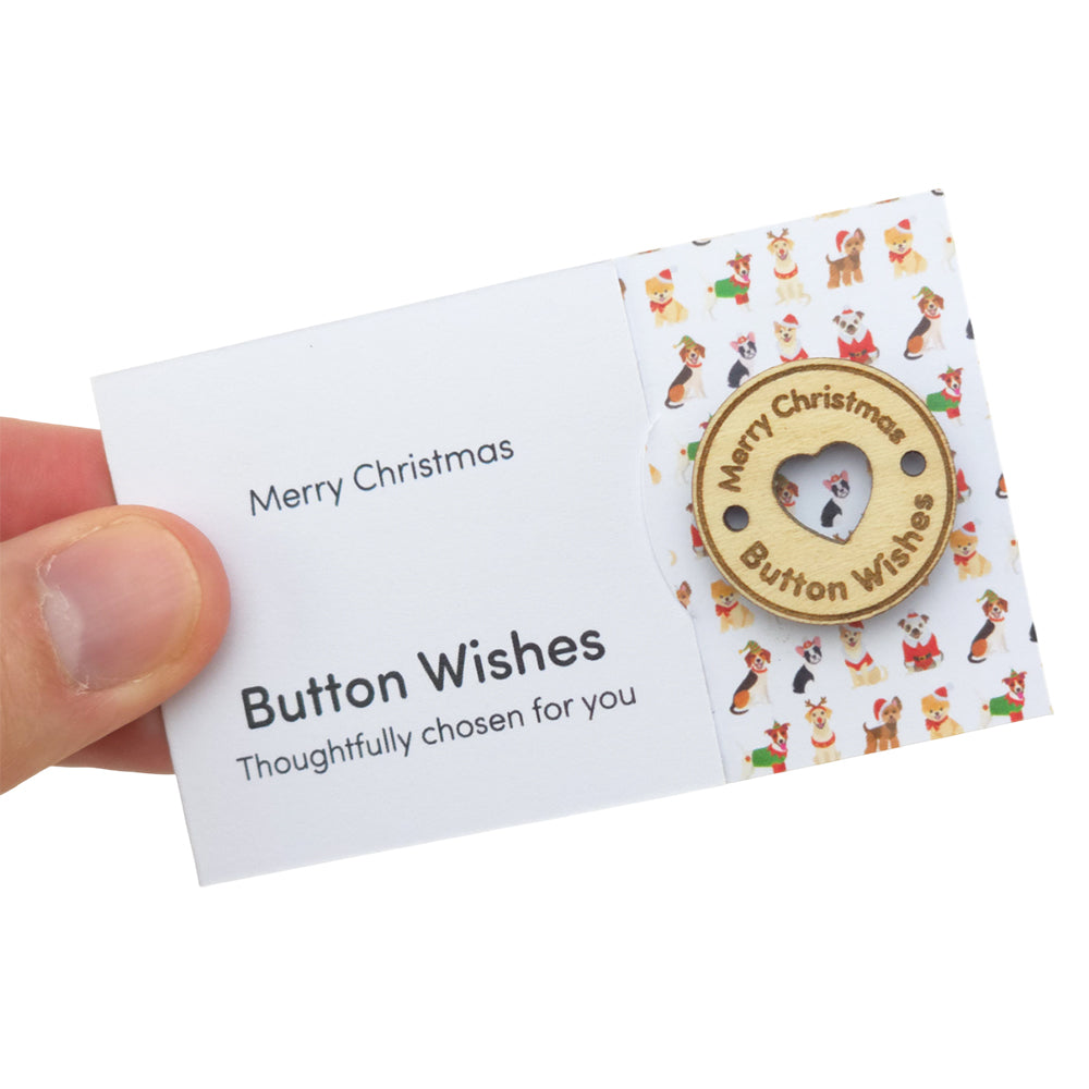 Christmas Dogs | Button Wishes | Merry Christmas Sew On Token | Cracker Filler