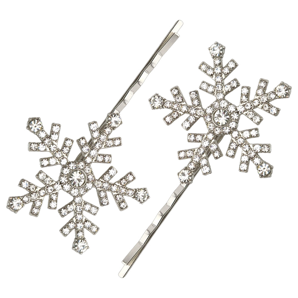Large Diamante Snowflake Hair Grips for Girls | Little Gift | Cracker Filler