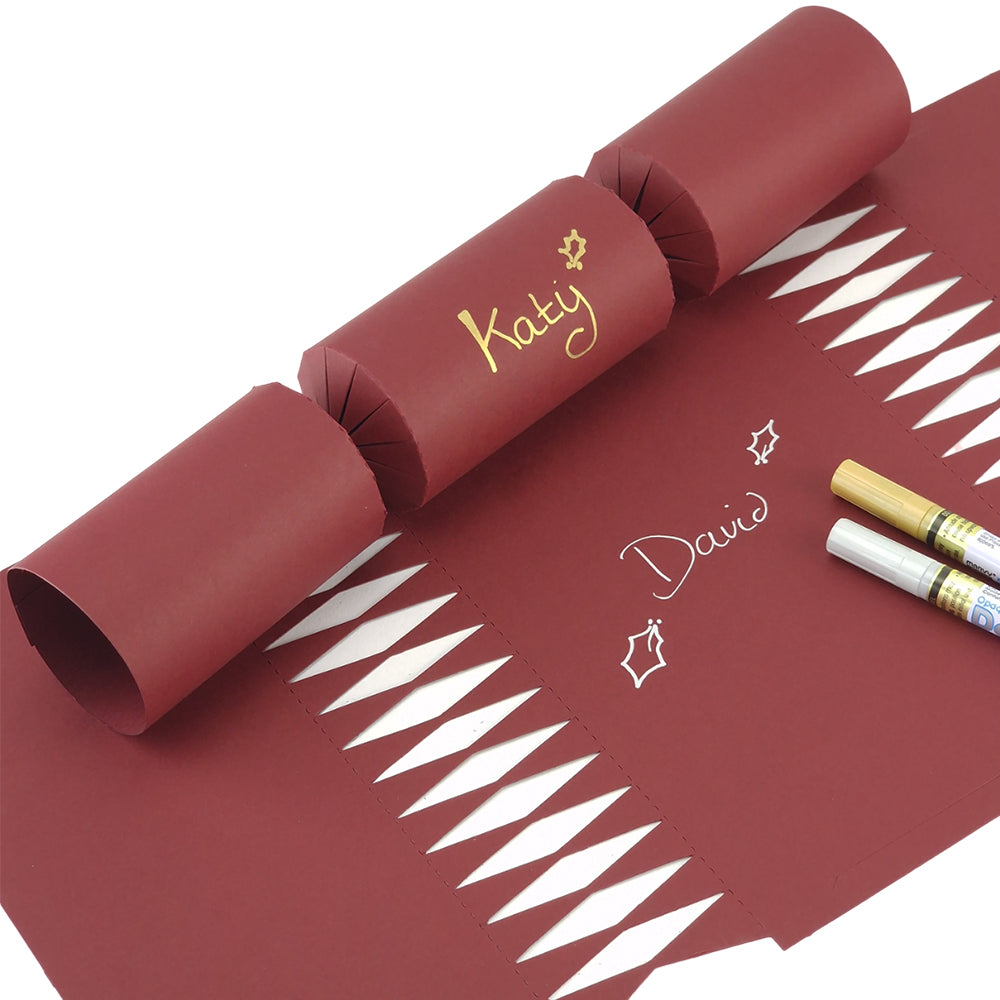 Burgundy Red | Craft Kit to Personalise Your Own Crackers | Makes 12