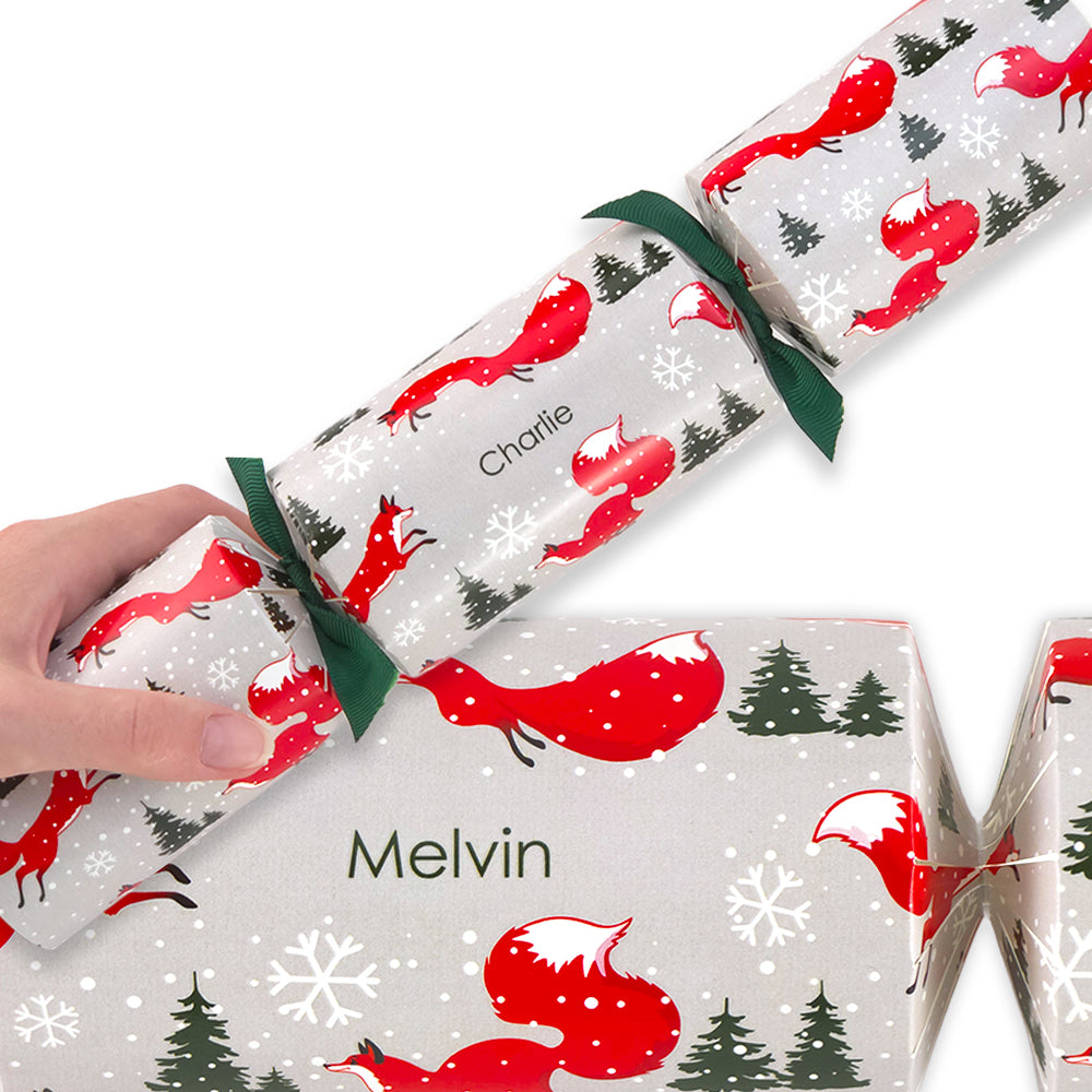 Personalised Cracker Making Craft Kit | Christmas Fox | Makes 4 or 6 Crackers