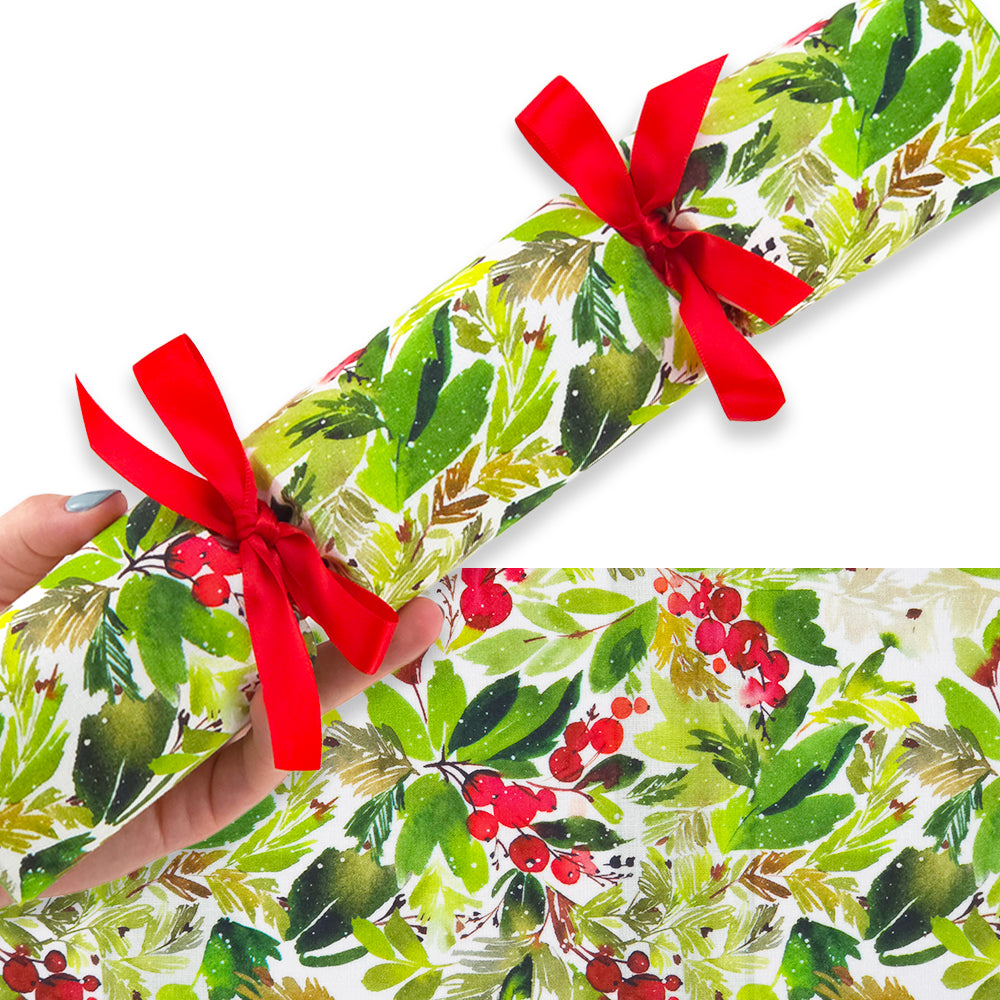 Watercolour Berries | Reusable Fabric Christmas Cracker Set | Assemble & Fill