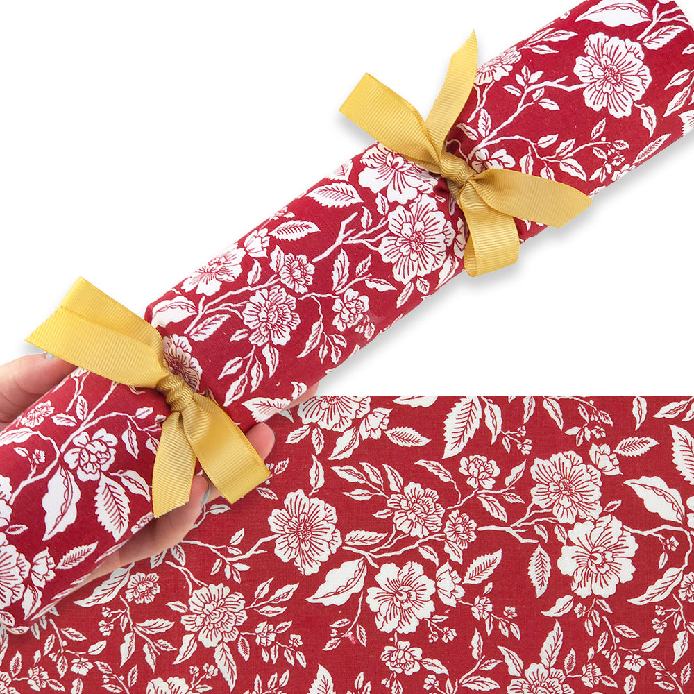 Red Christmas Roses | Reusable Fabric Cracker Set | Assemble & Fill