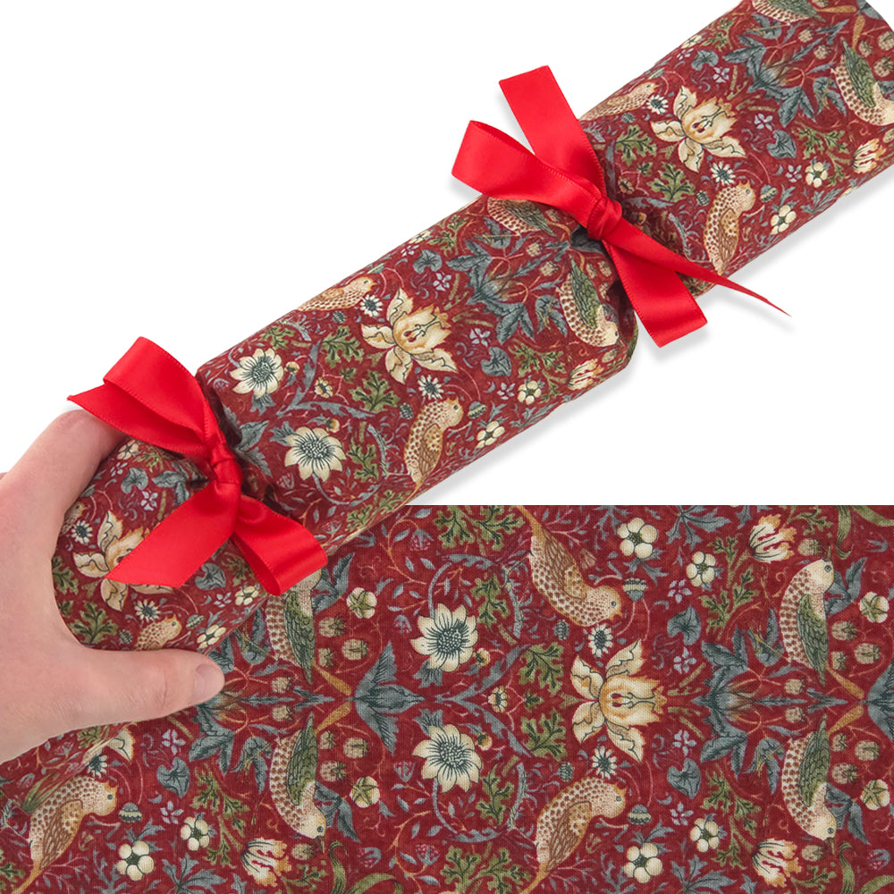 Red Strawberry Thief | Reusable Fabric Cracker Set | Assemble & Fill