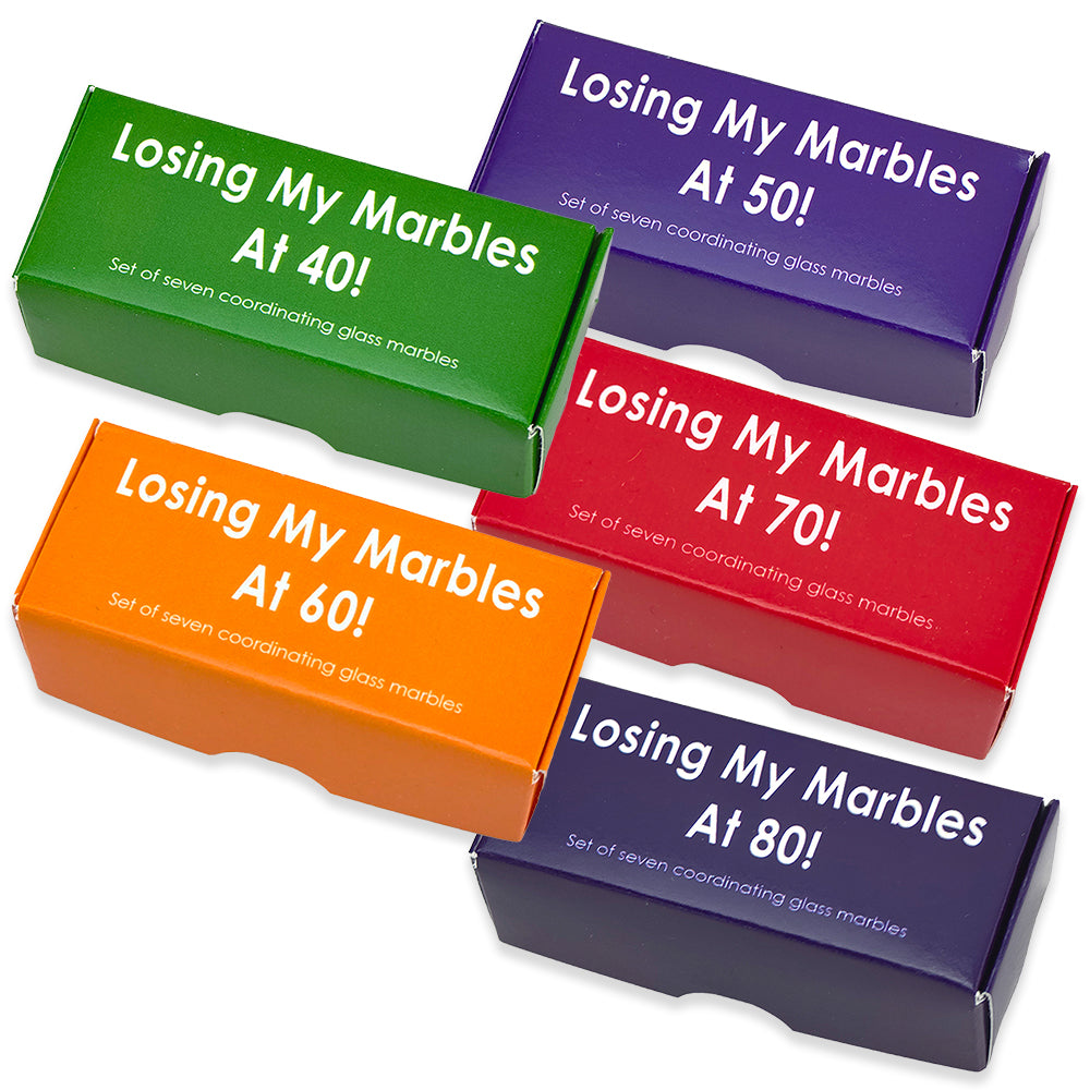 Losing My Marbles At… | Milestone Birthday | Box of Marbles | Cracker Filler