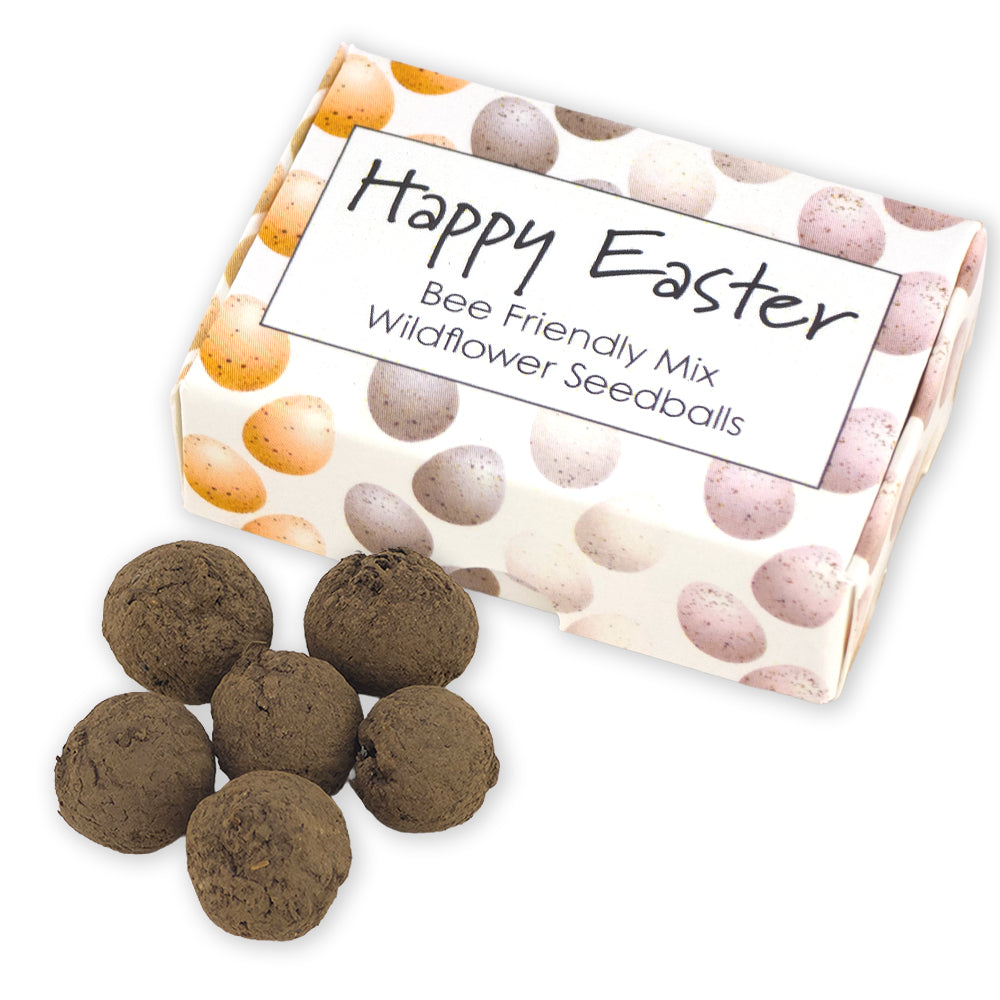 Happy Easter | Natural Speckled Eggs | 6 Seedball Box | Bee Mix | Cracker Filler