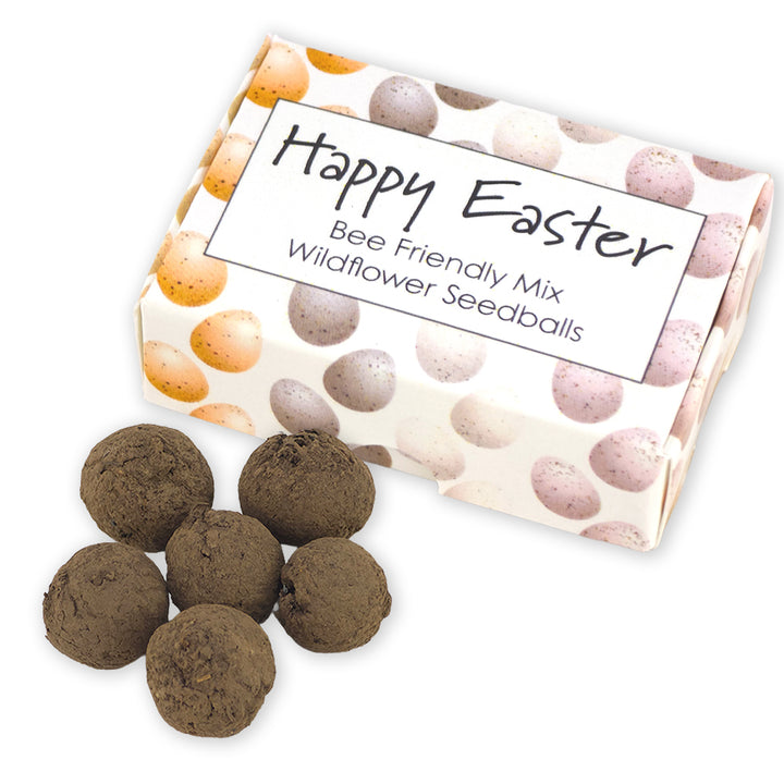 Happy Easter | Natural Speckled Eggs | 6 Seedball Box | Bee Mix | Cracker Filler