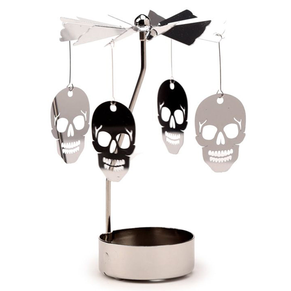 Gothic Skull | Rotating Carousel Spinning Tea Light Holder | Boxed Gift Idea