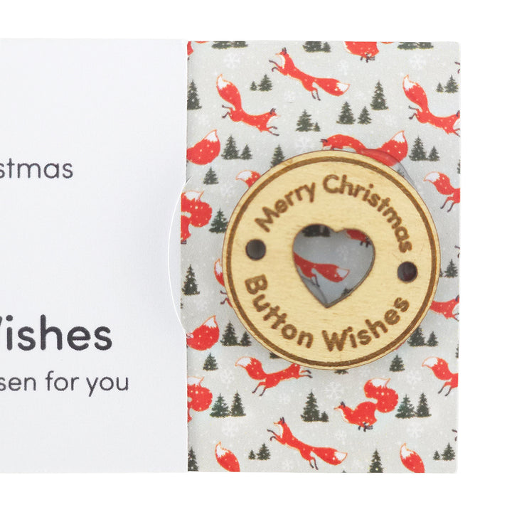 Christmas Fox | Button Wishes | Merry Christmas Sew On Token | Cracker Filler