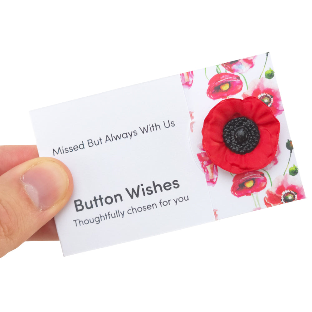 Missed But Always With Us | Poppy | Button Wishes Sew On Token | Cracker Filler