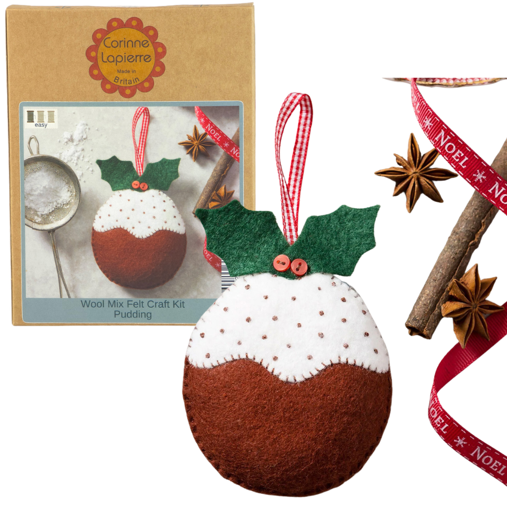 Christmas Pudding Hanging Ornament | Mini Felt Sewing Kit | Corinne Lapierre