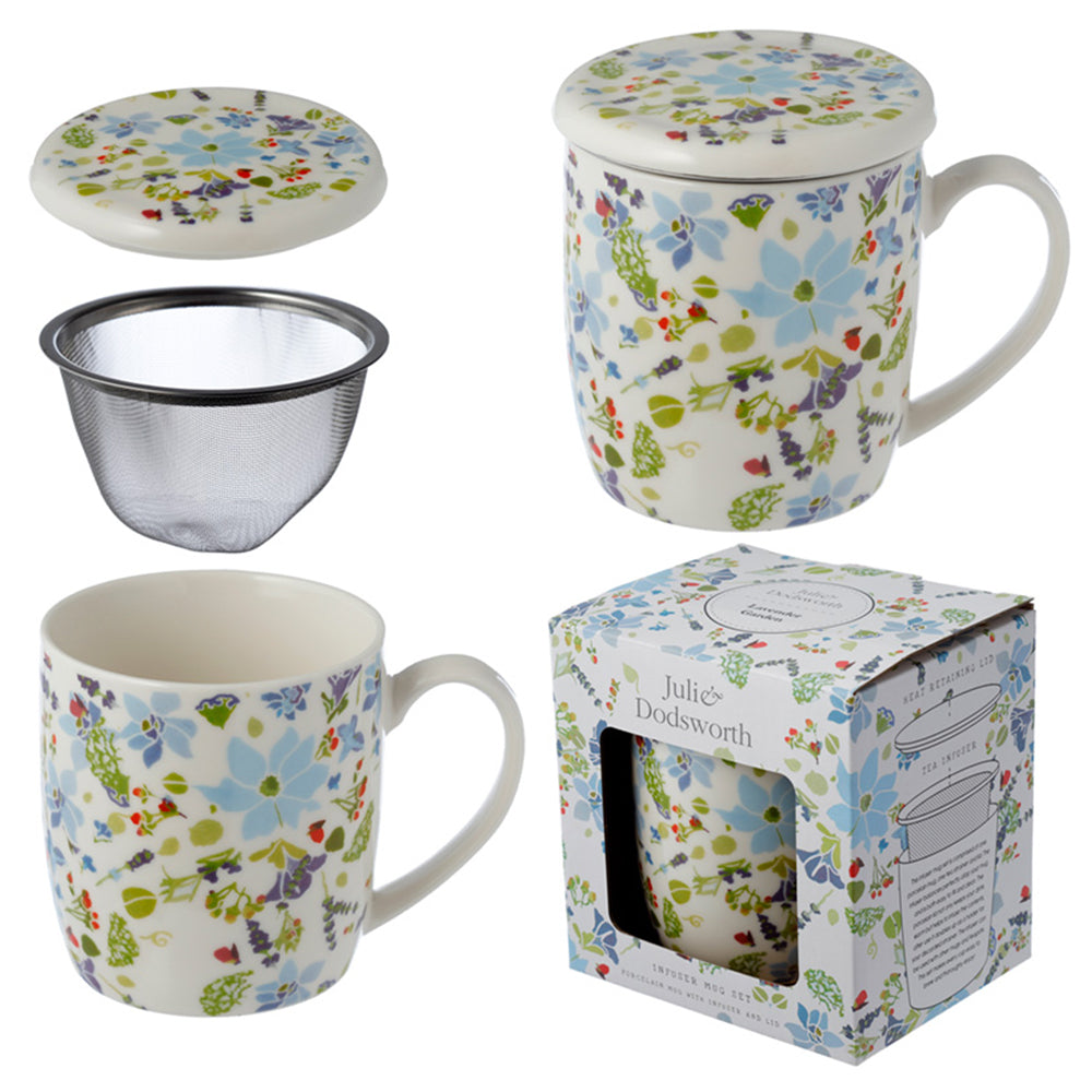 Pretty Blue Floral Porcelain Infuser Mug | Julie Dodsworth | Ladies Boxed Gift