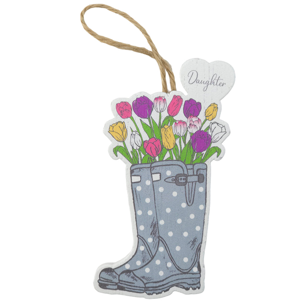 DAUGHTER | Floral Welly Boot Hanger | Mini Gift | Cracker Filler