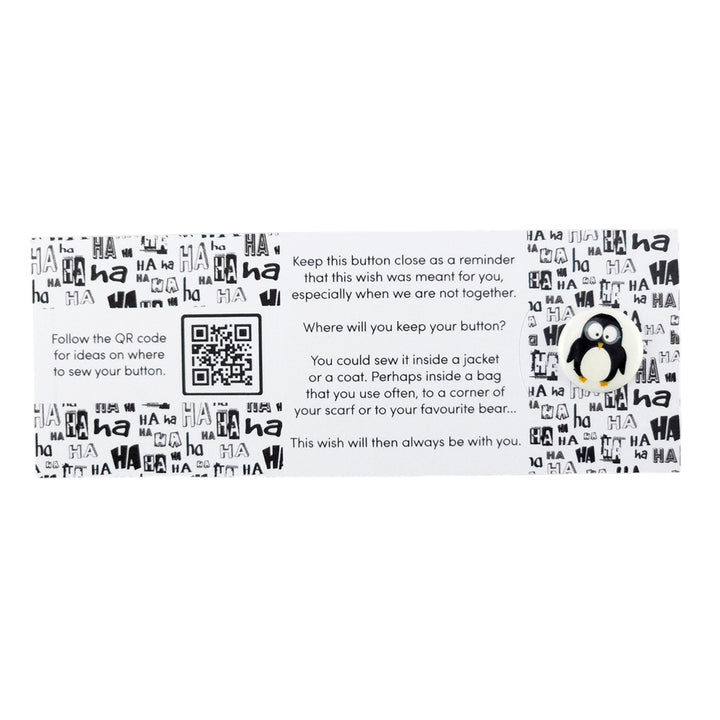 You're Crazy | Penguin | Button Wishes Sew On Token | Little Gift | Cracker Filler
