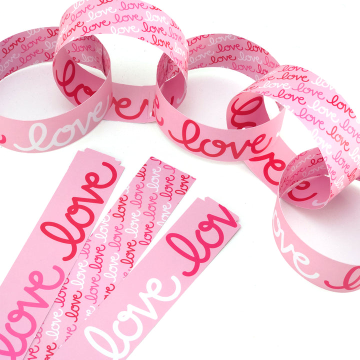 30 Reusable Valentines Paper Chains | Love Love Love | No Glue Needed | 2.5m
