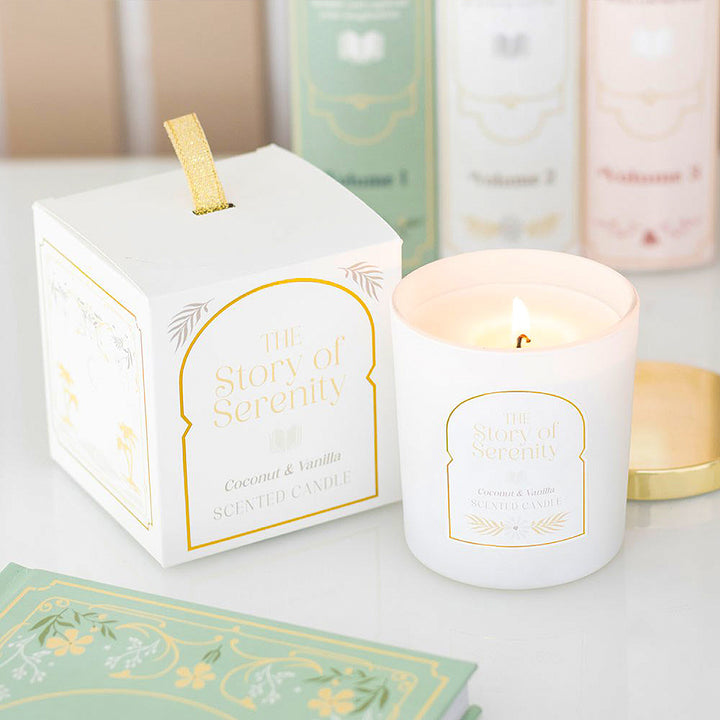 The Story of Serenity | Coconut &amp; Vanilla Scented Candle | 27hr Burn | Gift Idea