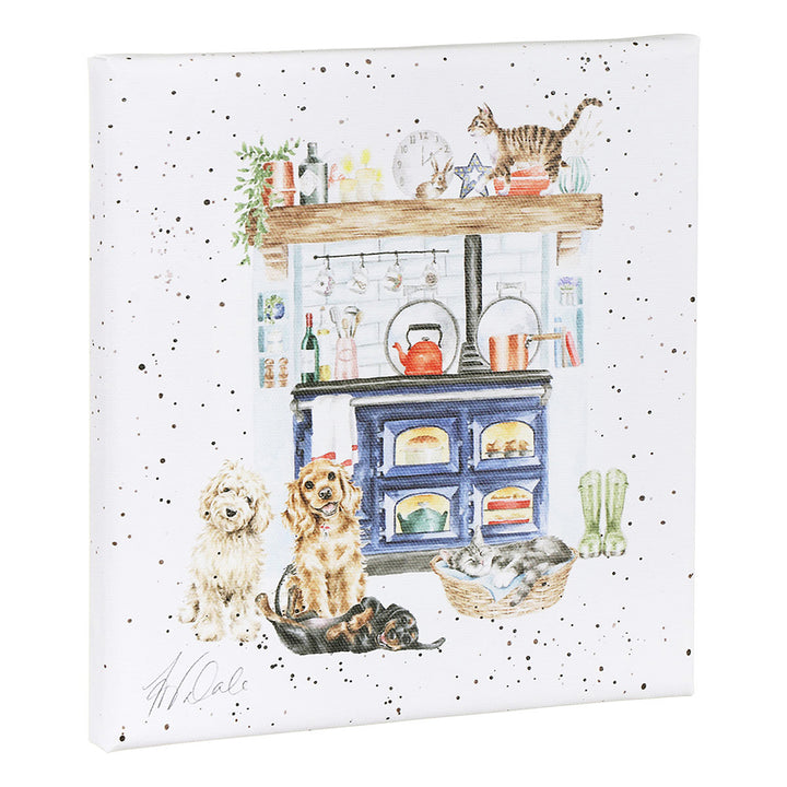 Country Kitchen Pets | Dogs & Cats Canvas | 20cm Square | Wrendale Designs