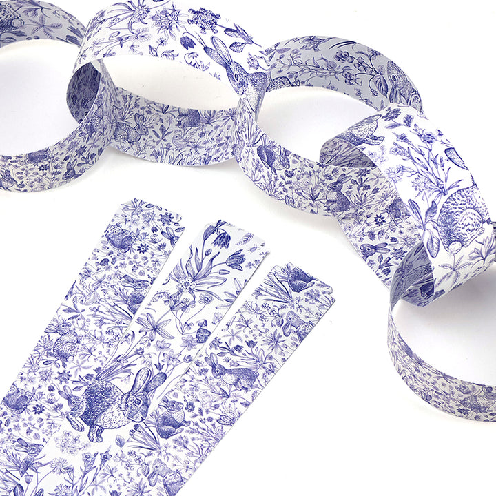 30 Reusable 2.5m Paper Chains | Easter Toile de Jouy | No Glue Needed
