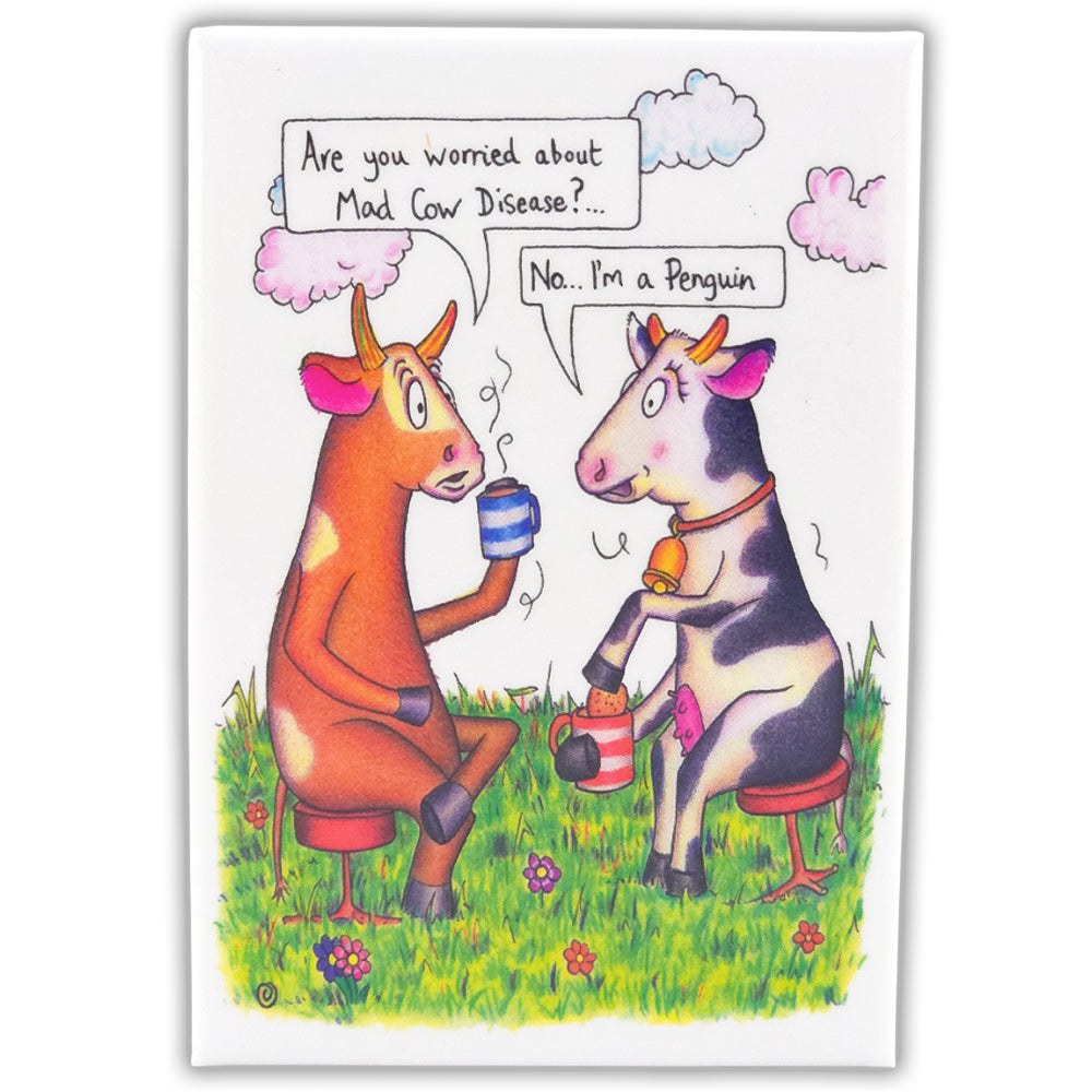 Mad Cow Disease | Funny Magnet | Little Gift | Cracker Filler