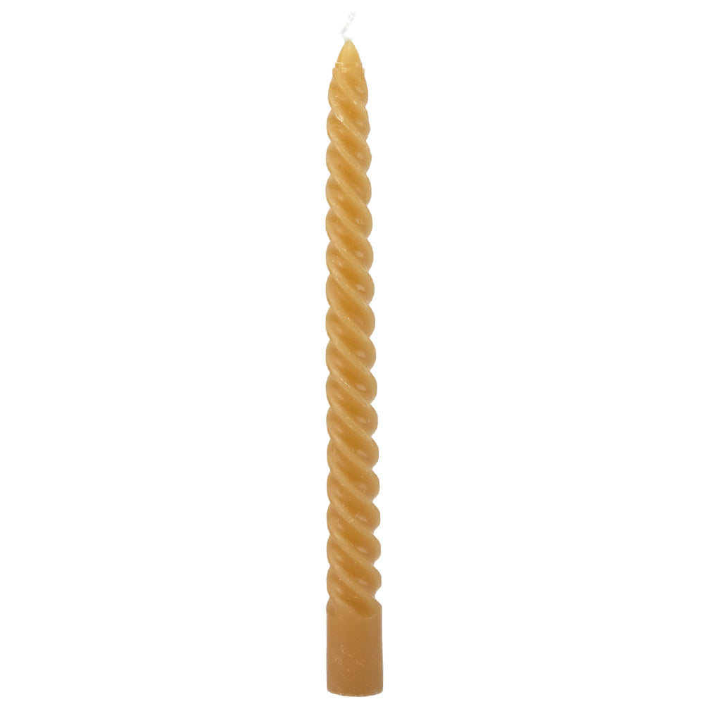 Natural | Twist Taper Candle | Single |  25cm Tall | 5.5 Hours Burn Time