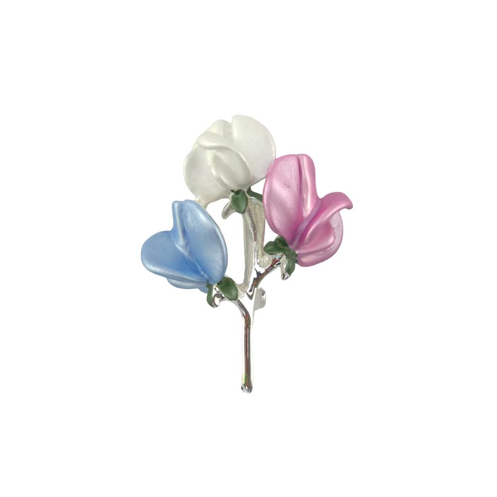 Sweet Pea Bouquet | Silver Tone Brooch | Little Gift | Cracker Filler