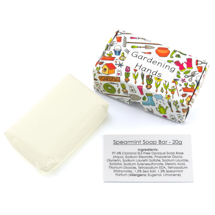 Gardening Hands | Spearmint | 20g Travel Soap Bar | Little Gift | Cracker Filler
