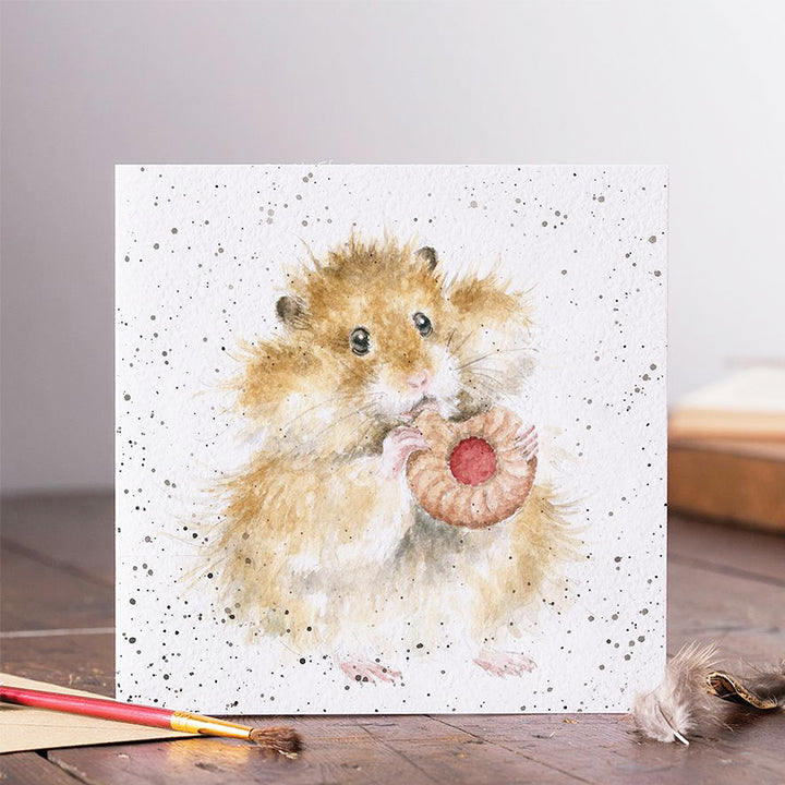 The Diet Starts Tomorrow | Munching Hamster | Blank Card | 15x15cm | Wrendale Designs