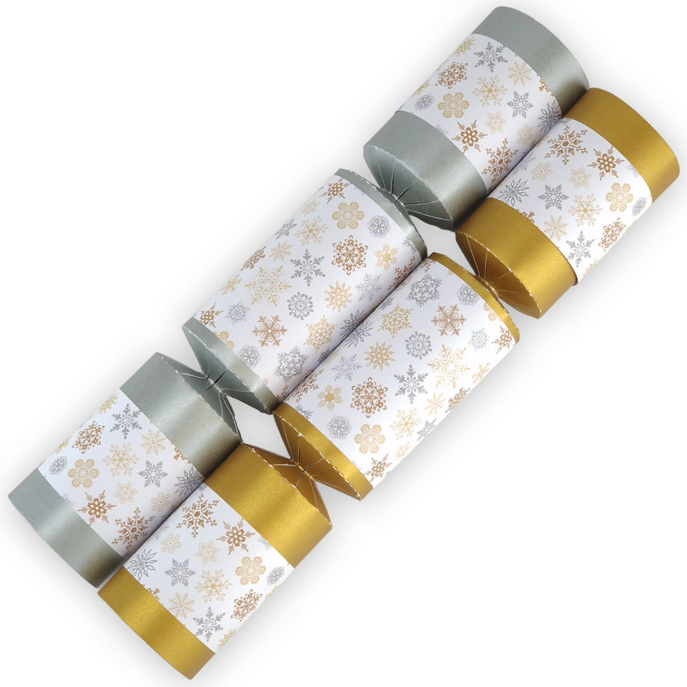 8 Gold & Silver Metallic Snowflakes Make and Fill Your Own DIY Christmas Cracker Craft Kit