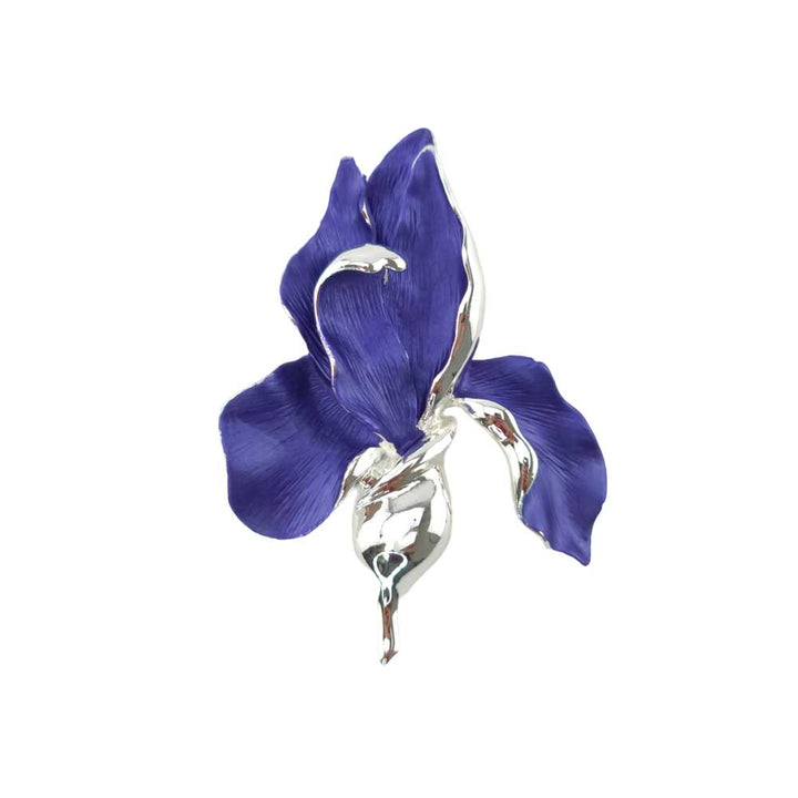 Large Blue Iris | Silver Plated Brooch | Little Gift | Cracker Filler