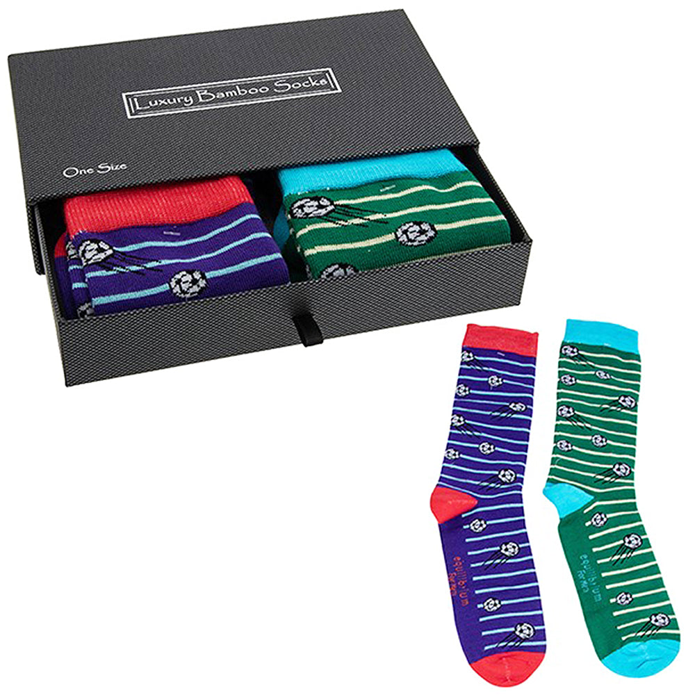 Football - He Scores! | Twin Pack | Boxed Luxury Bamboo Socks | Mens | One Size