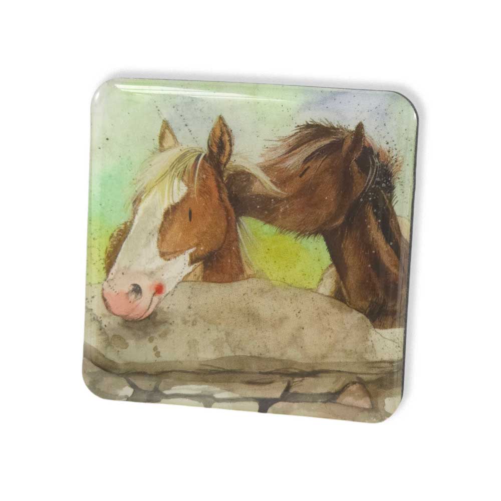 Over the Wall | Duo of Horses | Fridge Magnet | Little Gift | Cracker Filler