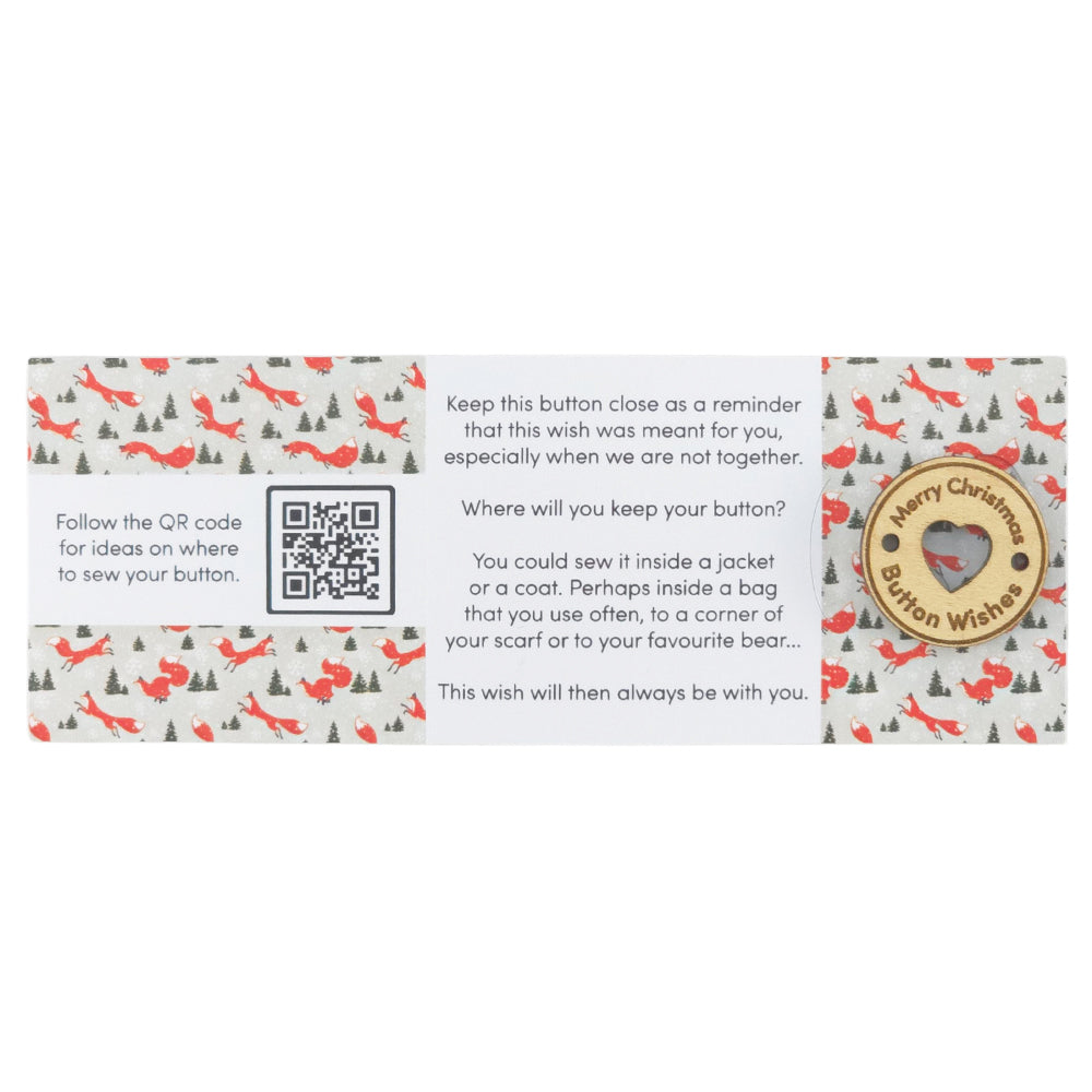 Christmas Fox | Button Wishes | Merry Christmas Sew On Token | Cracker Filler