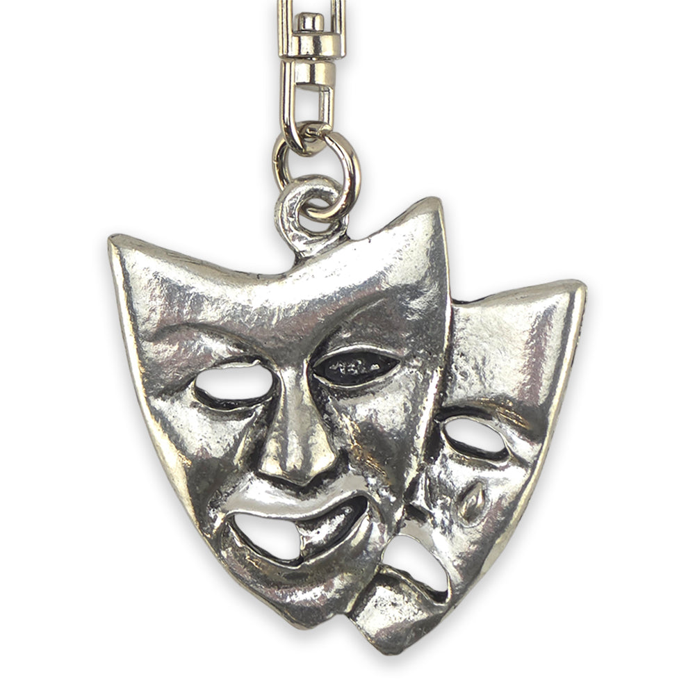 Theatre Mask | Chunky English Pewter 3D Keyring | Little Gift | Cracker Filler