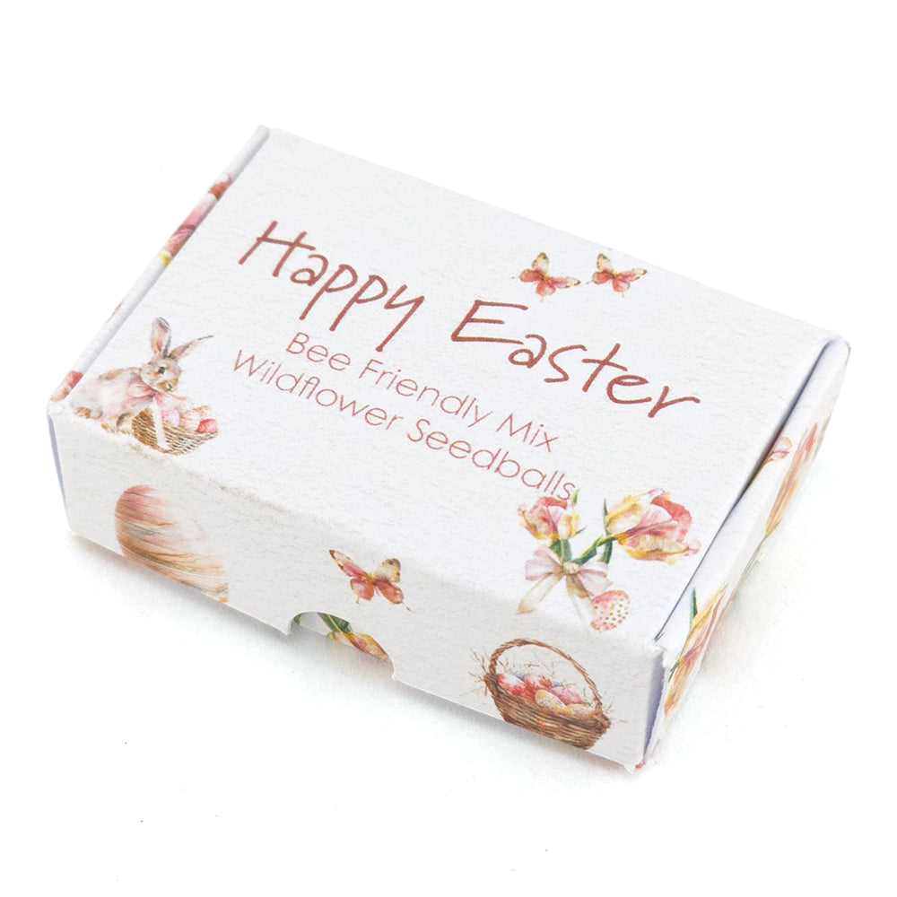 Happy Easter in Pink | Seedball Matchbox | Bee Mix | Cracker Filler | Little Gift