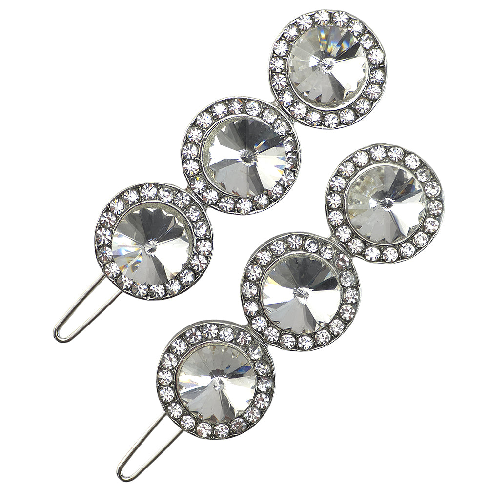 Pair of Triple Crystal Hair Clips | 5cm Long | Little Gift | Cracker Filler