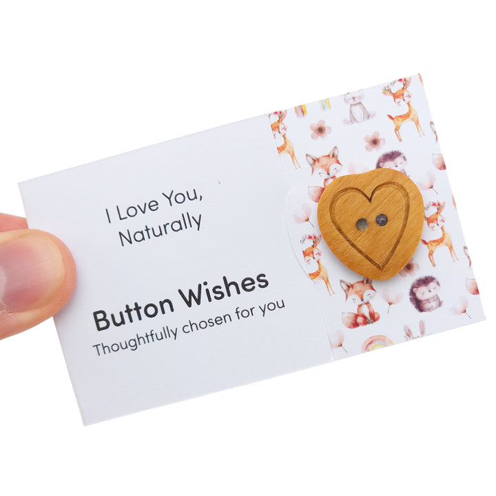 I Love You Naturally | Button Wishes Sew On Token | Little Gift | Cracker Filler