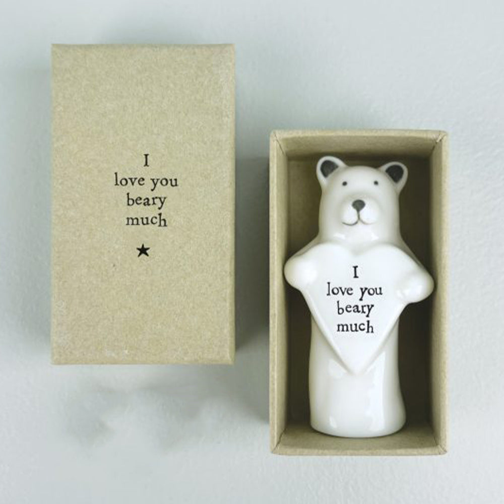 I Love You Beary Much | Porcelain Bear & Heart | Little Gift | Cracker Filler