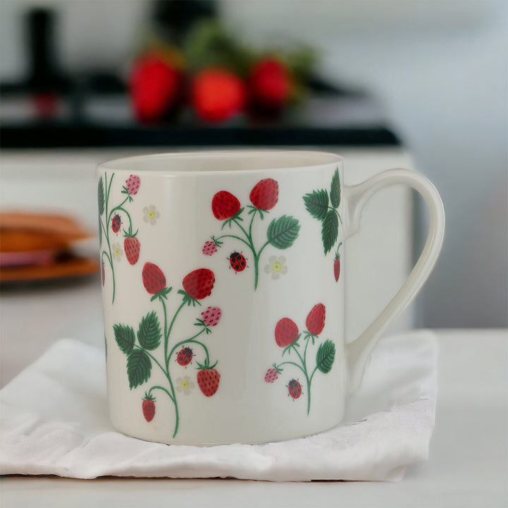 Strawberries & Ladybirds | Bone China Mug | Boxed Gift | Gisela Graham