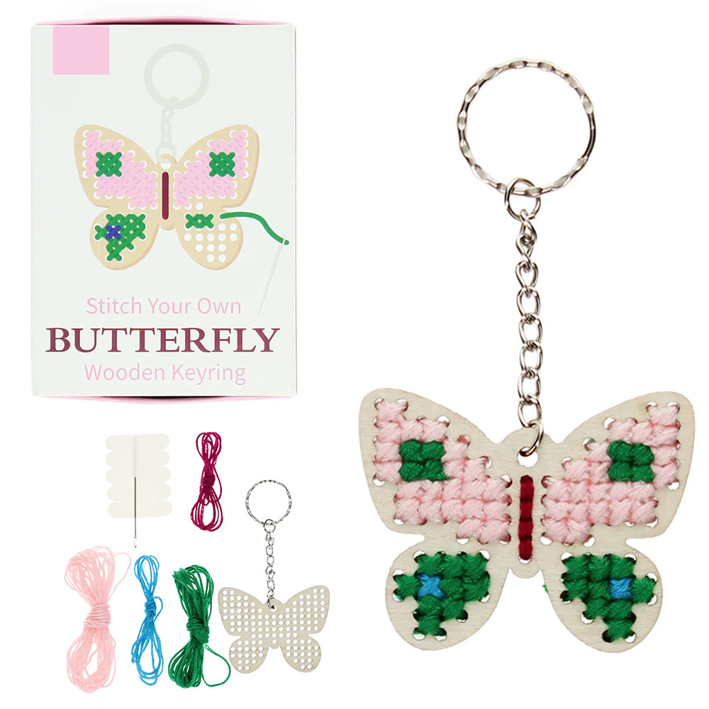 Stitch Your Own Wooden Butterfly Keyring | Little Sewing Craft Kit | Gift Idea