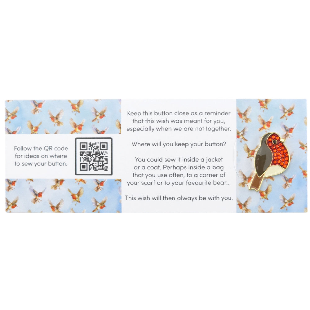 Loved Ones are Here, Robins Are Near | Button Wishes Sew On Token | Little Gift