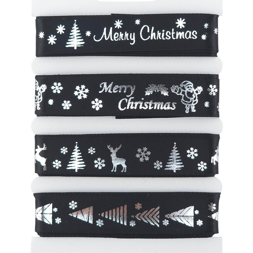 Christmas Ribbon Set | 15mm Wide | 4 Designs, Each 2m Long