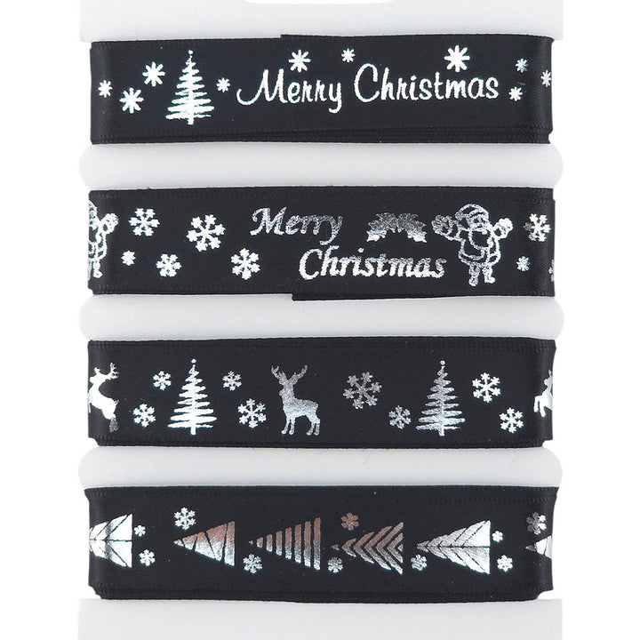 Christmas Ribbon Set | 15mm Wide | 4 Designs, Each 2m Long