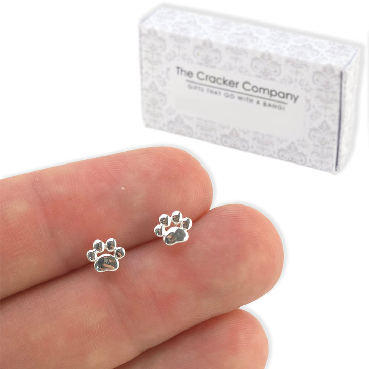Dainty Sterling Silver Paw Print Earrings | Mini Gift | Cracker Filler