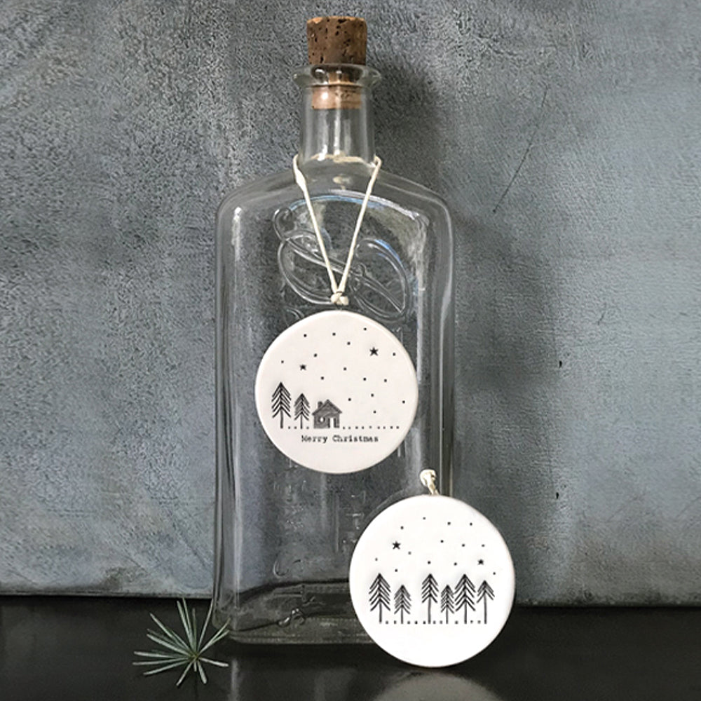 Merry Christmas | Flat Porcelain Christmas Hanging Ornament | Cracker Filler