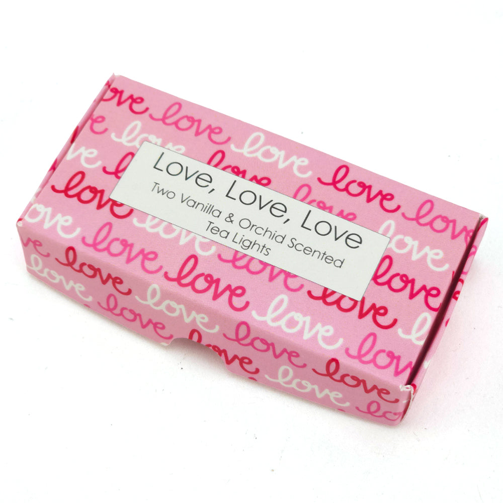 Vanilla & Orchid Tealight Candles | Love Love Love | Mini Gift | Cracker Filler