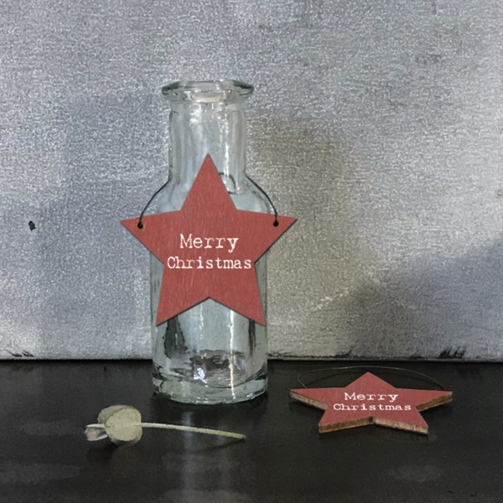 Merry Christmas - Mini Wooden Hanging Star | Cracker Filler | Little Gift