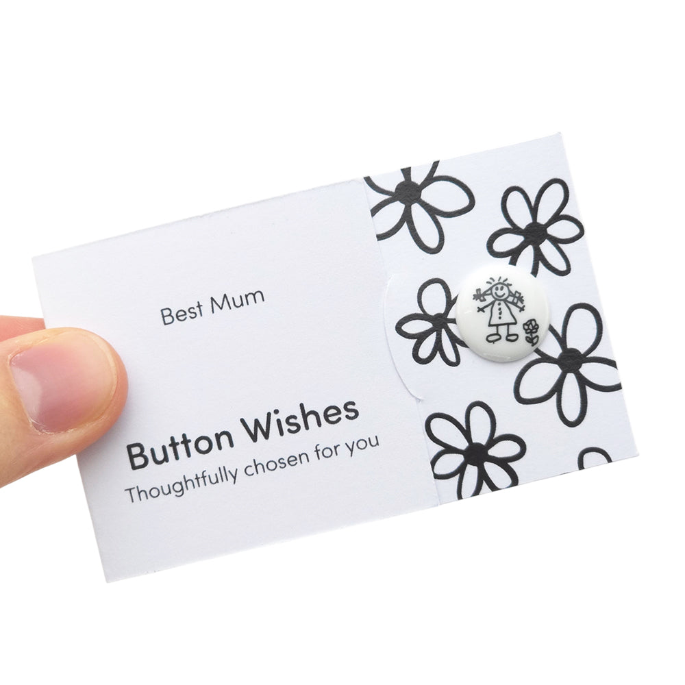 Best Mum | Sketch | Button Wishes Sew On Token | Little Gift | Cracker Filler