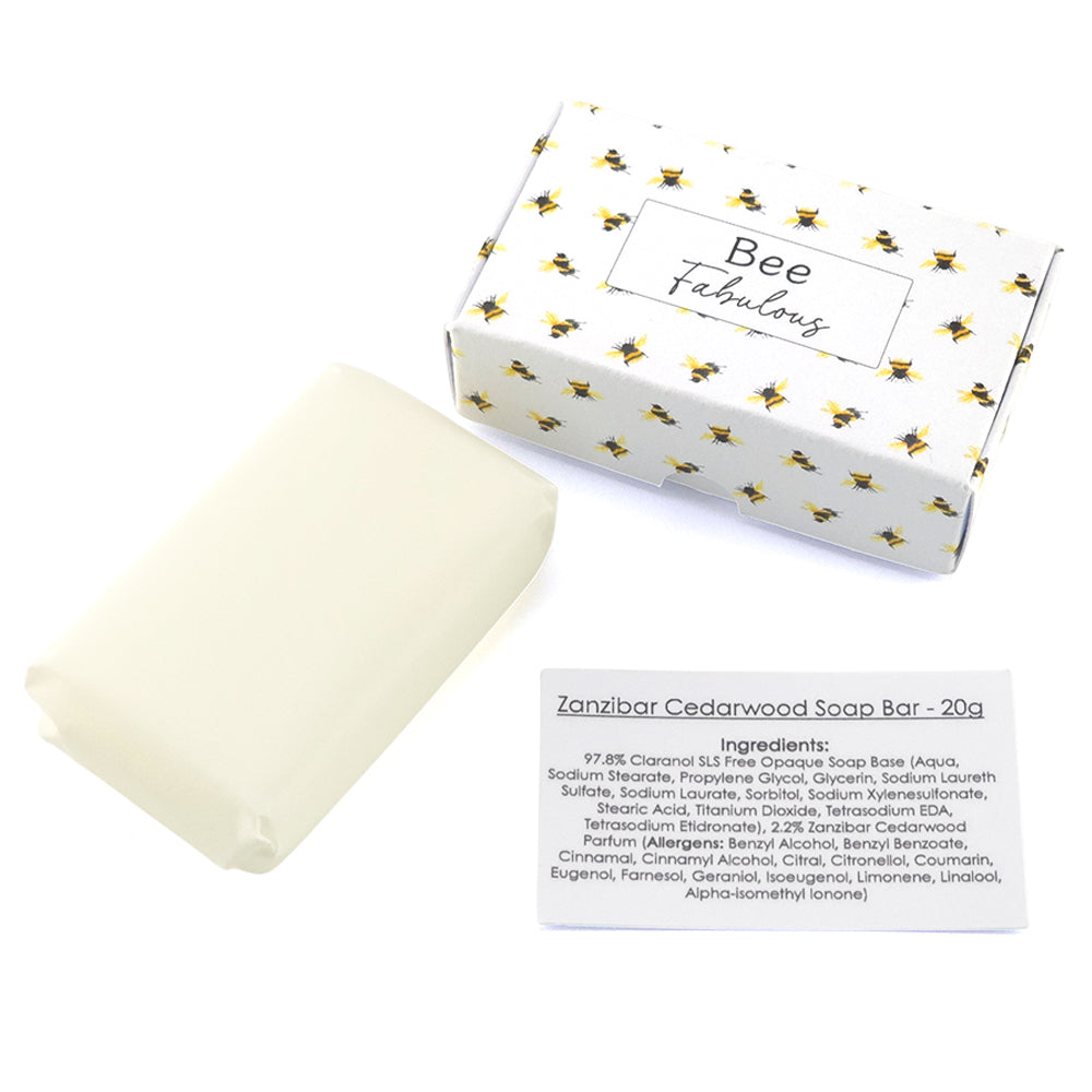 Bee Fabulous | Zanzibar &amp; Cedarwood | 20g Travel Soap Bar | Mini Cracker Filler