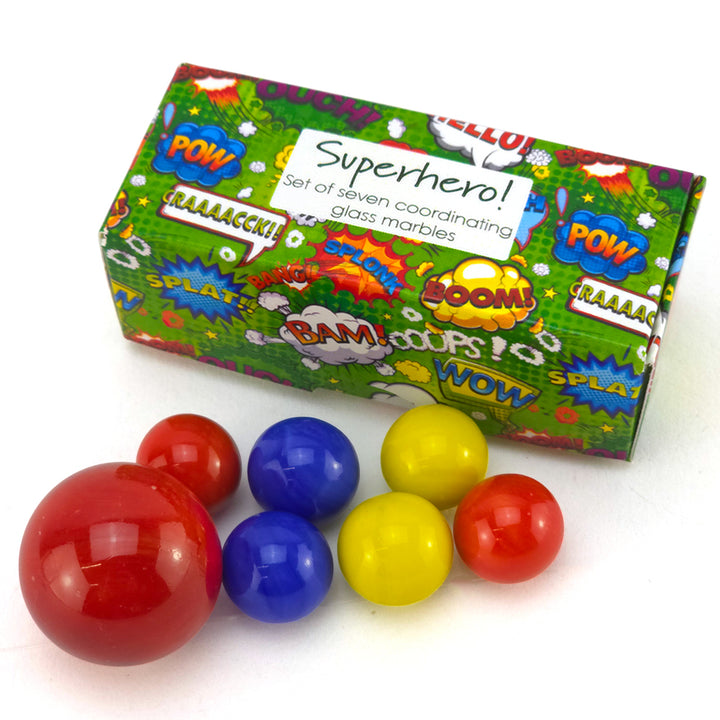 Superhero | Mini Box of Marbles for Kids | Cracker Filler | Party Bag Gift